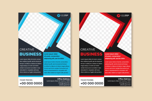 Vertical Flyer Square Blue Business Design Template
